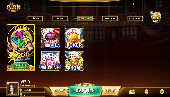 Sảnh chơi game bài đổi thưởng Iwin