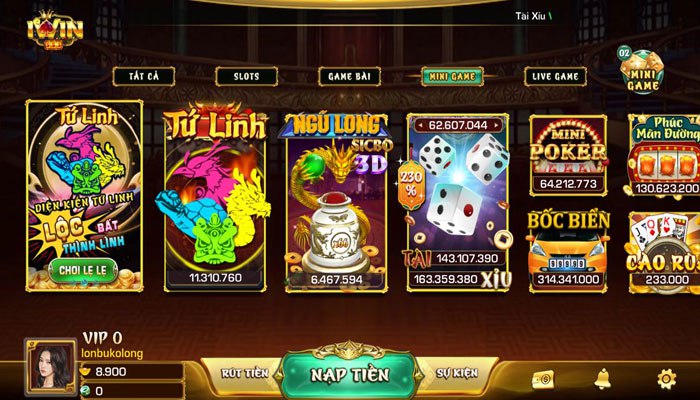 Mini game Iwin đa dạng và mức thưởng cao