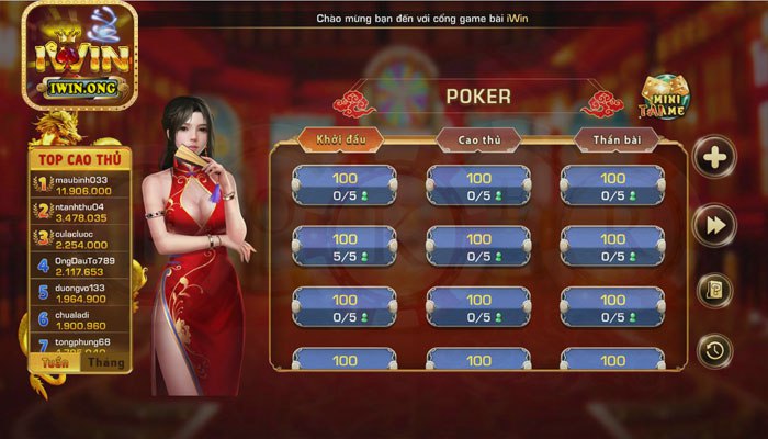 Game bài Poker tại cổng game Iwin có mức thưởng cao Game bài Poker tại cổng game Iwin có mức thưởng cao