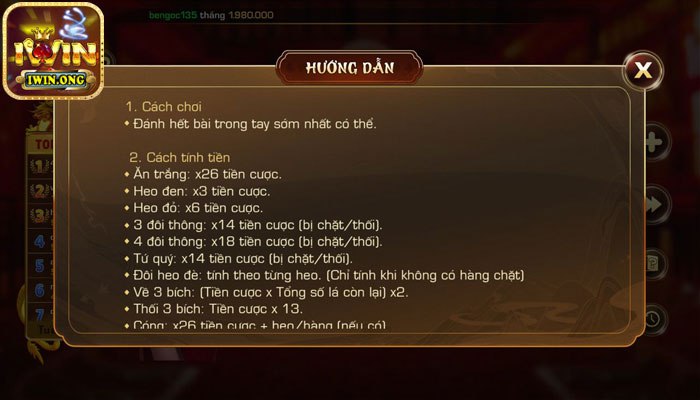 Tính tiền khi chơi game bài tiến lên đếm lá Iwin Tính tiền khi chơi game bài tiến lên đếm lá Iwin